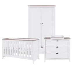 Tutti Bambini Tutti Bambini Verona 3 Piece Nursery Furniture Set With Cot Bed, Dresser And Wardrobe - White / Oak