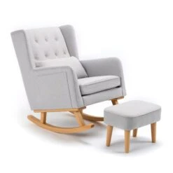 Babymore Babymore Lux Nursing Rocking Chair & Foot Stool – Grey