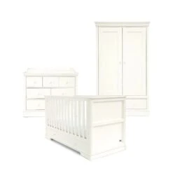 Mamas & Papas Mamas & Papas Oxford 3 Piece Nursery Furniture Set With Cot Bed, Dresser And Wardrobe - White