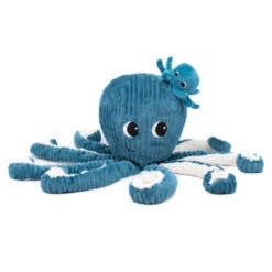 Les Ptipotos Les Ptipotos Plush Cuddly Toy: Olly The Octopus Dad & Baby - Blue