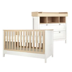 Mamas & Papas Mamas & Papas Harwell 2 Piece Nursery Furniture Set With Cot Bed And Dresser- White / Natural