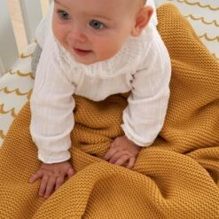 Tutti Bambini Tutti Bambini Chunky Knitted Baby Blanket 75 X 100cm - Ochre -Push Chair Expert Sales 91uatQ51kDL. AC SL1500