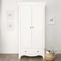 CuddleCo Cuddleco Clara Double Nursery Wardrobe - Satin White -Push Chair Expert Sales Clara 2 Double Door Wardrobe Nursery