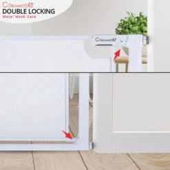 Callowesse Callowesse Metal Mesh Baby Stair Gate - Glacial White -Push Chair Expert Sales Double Locking 1 png