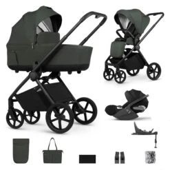 Venicci Venicci Claro Travel System Bundle With Accessories, Cybex Cloud T & ISOFIX Base - Forest
