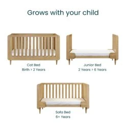 Tutti Bambini Tutti Bambini Japandi 3 Piece Nursery Furniture Set With Cot Bed, Dresser And Wardrobe - Light Oak -Push Chair Expert Sales Japandi Cot Bed Light Oak 14 2