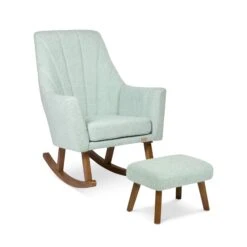 Tutti Bambini Tutti Bambini Jonah Luxe Rocking Chair And Foot Stool - Boucle Ocean Stone