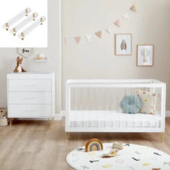 Babymore Babymore Kimi XL 3 Piece Nursery Furniture Set With Cot Bed, Dresser & Wardrobe - Acrylic -Push Chair Expert Sales Kimi XL Acrylic 2 Piece Room Set 1 740x740 1
