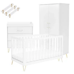 Babymore Babymore Kimi XL 3 Piece Nursery Furniture Set With Cot Bed, Dresser & Wardrobe - Acrylic -Push Chair Expert Sales Kimi XL Acrylic 3 Piece Room Set 6F 740x740 1