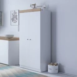 Little Acorns Little Acorns Burlington Double Nursery Wardrobe – White / Oak 4 Little Acorns Little Acorns Burlington Double Nursery Wardrobe – White / Oak -Push Chair Expert Sales Little Acorns Burlington Double Doors Wardrobe White Oak LS