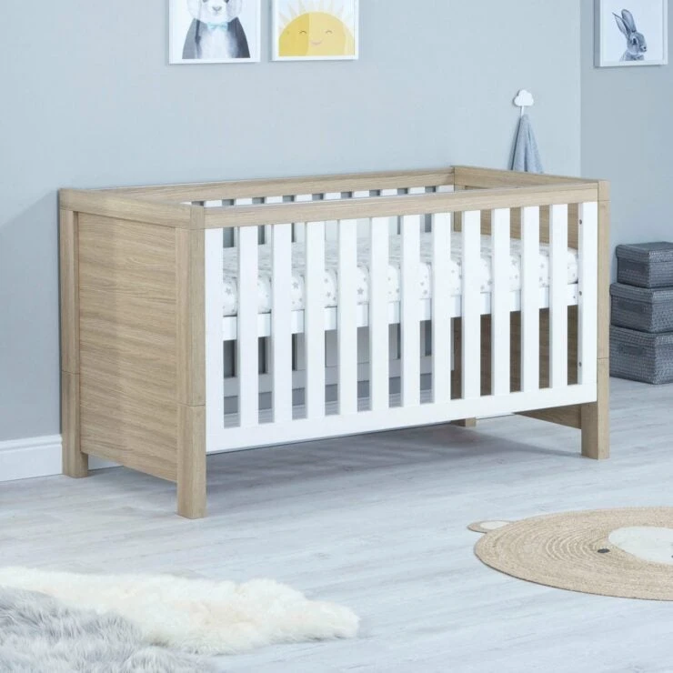 Babymore Babymore Luno 2 Piece Nursery Furniture Set with Cot Bed & Dresser - Oak White Babymore Babymore Luno 2 Piece Nursery Furniture Set With Cot Bed & Dresser - Oak White -Push Chair Expert Sales Luno cot bed OAK WHITE 1 scaled 740x740 2