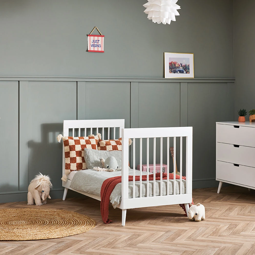 Obaby Obaby Maya Cot Bed - Nordic White -Push Chair Expert Sales Maya Cot Bed Converted into toddler bed Nordic White Obaby
