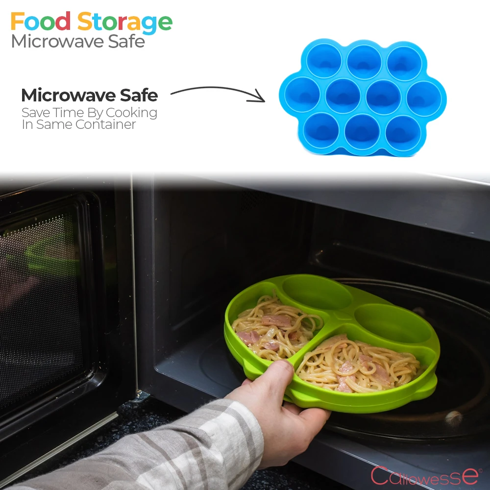 Callowesse Callowesse Silicone Food Portion Storage Container & Lid – Green Callowesse Callowesse Silicone Food Portion Storage Container & Lid – Green -Push Chair Expert Sales Microwave Safe 4 1