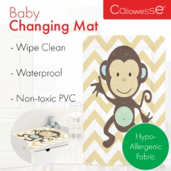 Callowesse Callowesse Soft Foam Baby Changing Mat - Monkey Chevron -Push Chair Expert Sales Monkey Textt