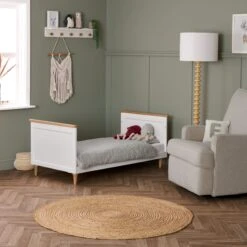 Obaby Obaby Orla Cot Bed - White & Oak 7 Obaby Obaby Orla Cot Bed - White & Oak -Push Chair Expert Sales Obaby Orla Cot Bed Toddler Bed Mode Square scaled 2