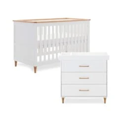 Obaby Obaby Orla 2 Piece Nursery Furniture Set With Cot Bed And Dresser - White & Oak