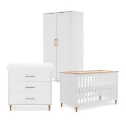 Obaby Obaby Orla 3 Piece Nursery Furniture Set With Cot Bed, Dresser And Wardrobe - White & Oak