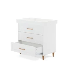 Obaby Obaby Orla 3 Piece Nursery Furniture Set With Cot Bed, Dresser And Wardrobe - White & Oak -Push Chair Expert Sales Orla White Chest 06 2