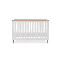 Obaby Obaby Orla 3 Piece Nursery Furniture Set With Cot Bed, Dresser And Wardrobe - White & Oak -Push Chair Expert Sales Orla White Cotbed 03 1 2