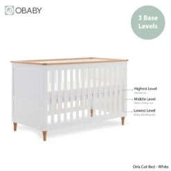 Obaby Obaby Orla Cot Bed - White & Oak 12 Obaby Obaby Orla Cot Bed - White & Oak -Push Chair Expert Sales OrlaCotBed WhiteDimensions 03 1