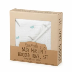 Petite Piccolo Petite Piccolo Hooded Bath Towel & Washcloth Set – Feathers