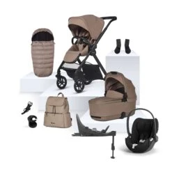 Silver Cross Silver Cross Reef 2 Ultimate Travel System Bundle With Cybex Cloud T Car Seat And ISOFIX Base - Mocha