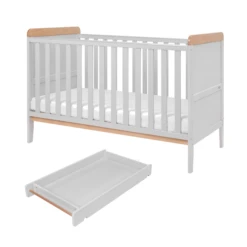 Tutti Bambini Tutti Bambini Rio Cot Bed With Cot Top Changer & Mattress - Dove Grey & Oak
