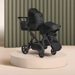 Silver Cross Silver Cross Wave 3 Single To Double Travel System With Dream Car Seat And ISOFIX Base - Onyx -Push Chair Expert Sales SX NationalsCarousel MasterTemplate Wave digi oynx b18