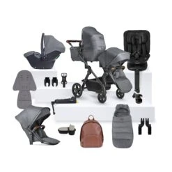 Silver Cross Silver Cross Wave 3 Single To Double Travel System With Dream Car Seat And Motion 2 360 Car Seat - Lunar