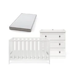 Silver Cross Silver Cross Bromley 2 Piece Nursery Furniture Set With Convertible Cot Bed To Toddler Bed & Dresser - White -Push Chair Expert Sales Silver Cross Bromley 2pc set mattress classic