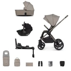 Venicci Venicci Upline 2 Travel System With Accessories, Tiago Car Seat & ISOFIX Base - Taupe