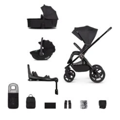 Venicci Venicci Upline 2 Travel System With Accessories, Tiago Car Seat & ISOFIX Base - All Black