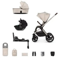 Venicci Venicci Upline 2 Travel System With Accessories, Tiago Car Seat & ISOFIX Base - Stone Beige