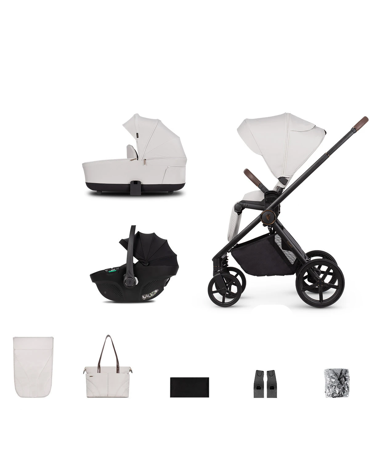 Venicci Venicci Claro Travel System with Tiago Car Seat - Vanilla Venicci Venicci Claro Travel System With Tiago Car Seat - Vanilla -Push Chair Expert Sales Venicci Claro Vanilla 9 Piece Bundle tiago car seat black