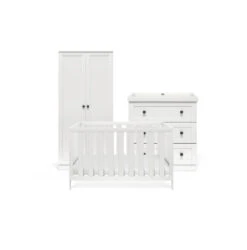 Silver Cross Silver Cross Bromley 3 Piece Nursery Furniture Set With Convertible Cot To Toddler Bed, Dresser & Wardrobe - White