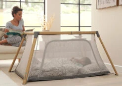 Tutti Bambini Tutti Bambini CoZee Go 3-in-1 Bassinet, Travel Cot & Playpen – Scandinavian Walnut & Ecru -Push Chair Expert Sales cozee go lifestyle image 1 1 1