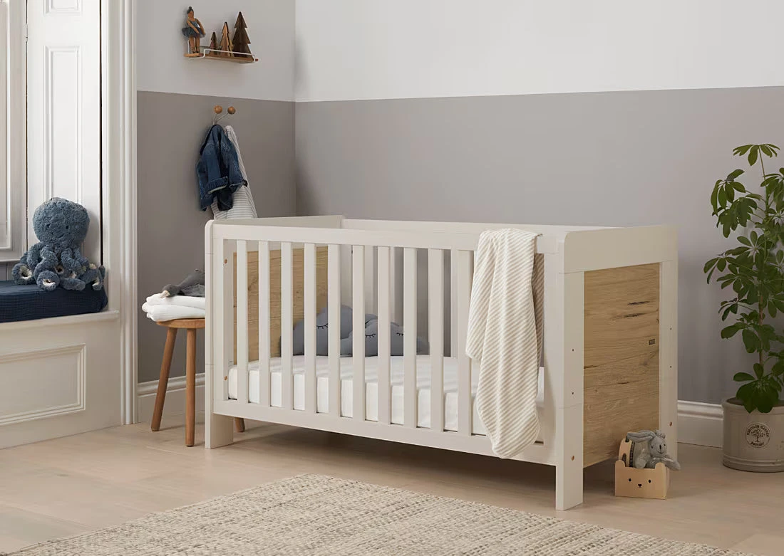Tutti Bambini Tutti Bambini Alba Cot Bed - White Sand & Distressed Oak Tutti Bambini Tutti Bambini Alba Cot Bed - White Sand & Distressed Oak -Push Chair Expert Sales lifestyle 1 1