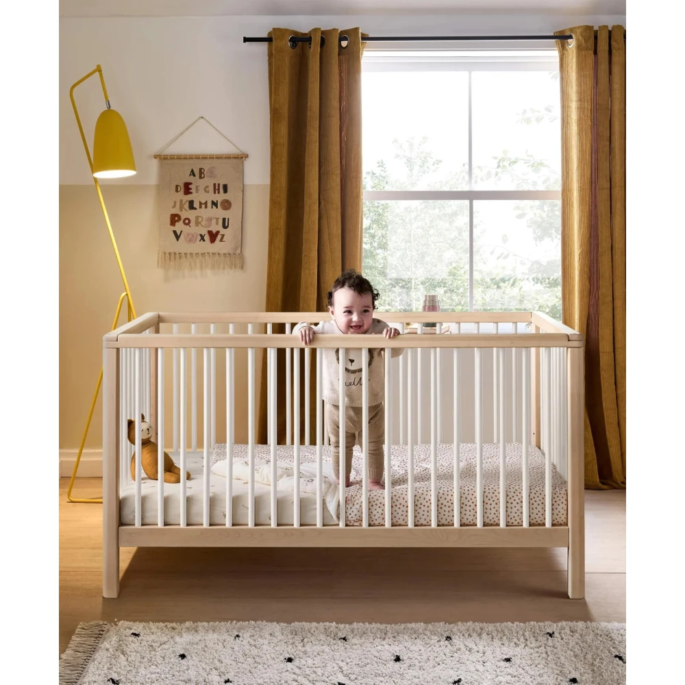 Mamas & Papas Mamas & Papas Solo Cot Bed - White / Natural Mamas & Papas Mamas & Papas Solo Cot Bed - White / Natural -Push Chair Expert Sales mamas papas cot beds solo cotbed white natural 1