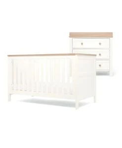 Mamas & Papas Mamas & Papas Wedmore 2 Piece Nursery Furniture Set With Cot Bed And Dresser - White & Natural