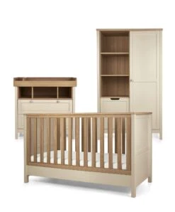 Mamas & Papas Mamas & Papas Harwell 3 Piece Nursery Furniture Set With Cot Bed, Dresser And Wardrobe - Cashmere