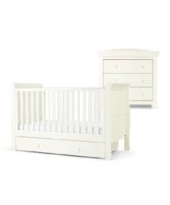 Mamas & Papas Mamas & Papas Mia 2 Piece Nursery Furniture Set With Cot Bed And Dresser - White
