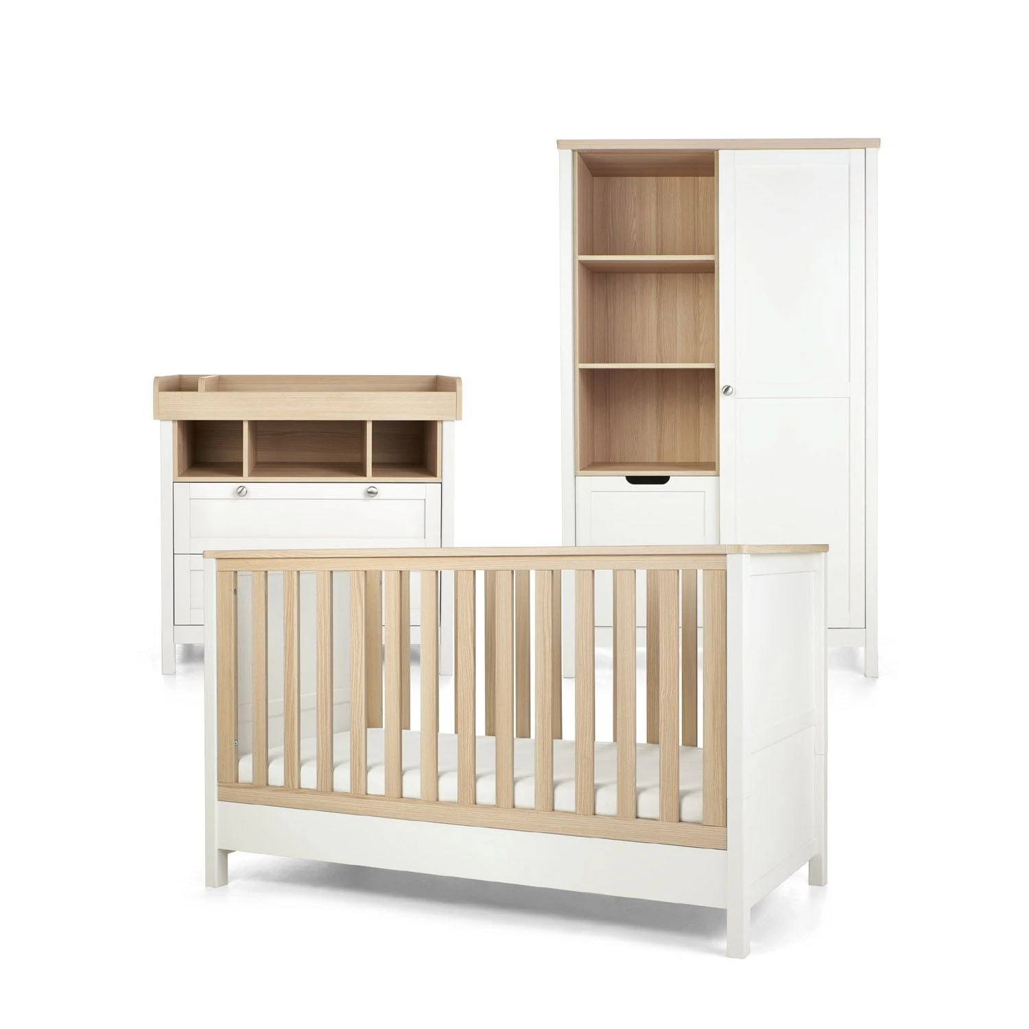 Mamas & Papas Mamas & Papas Harwell 3 Piece Nursery Furniture Set with Cot Bed, Dresser and Wardrobe - White / Natural Mamas & Papas Mamas & Papas Harwell 3 Piece Nursery Furniture Set With Cot Bed, Dresser And Wardrobe - White / Natural -Push Chair Expert Sales rahl1wn00 harwell white oak range