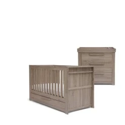 Mamas & Papas Mamas & Papas Franklin 2 Piece Nursery Furniture Set With Cot Bed And Dresser - Grey Wash