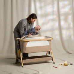 Silver Cross Silver Cross Lunar Bedside Crib – Oatmeal -Push Chair Expert Sales silver cross lunar bedside crib lifestyle 3