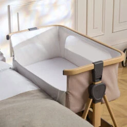Silver Cross Silver Cross Lunar Bedside Crib – Oatmeal -Push Chair Expert Sales silver cross lunar bedside crib lifestyle 5