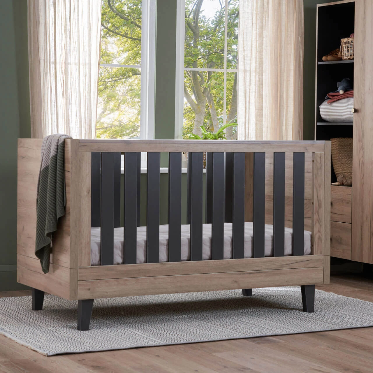 Tutti Bambini Tutti Bambini Como 3 Piece Nursery Furniture Set with Cot Bed, Dresser and Wardrobe - Distressed Oak / Slate Grey Tutti Bambini Tutti Bambini Como 3 Piece Nursery Furniture Set With Cot Bed, Dresser And Wardrobe - Distressed Oak / Slate Grey -Push Chair Expert Sales tutti bambini como cot bed distressed oak slate grey 1 49937.1651750353 1