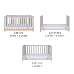 Tutti Bambini Tutti Bambini Hygge 2 Piece Nursery Furniture Set With Cot Bed And Dresser - Light Oak/White Sand -Push Chair Expert Sales tutti bambini hygge 3 piece room set light oak white sand 7 05240.1705407291