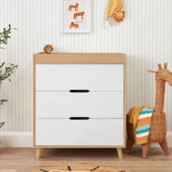 Tutti Bambini Tutti Bambini Hygge Mini 2 Piece Nursery Furniture Set With Cot Bed And Dresser - White/Light Oak -Push Chair Expert Sales tutti bambini hygge 3 piece room set white light oak 17 60258.1705406771