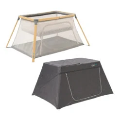 Tutti Bambini Tutti Bambini CoZee Go 3-in-1 Bassinet, Travel Cot & Playpen - Day & Night Bundle – Oak & Charcoal