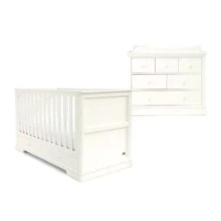 Mamas & Papas Mamas & Papas Oxford 2 Piece Nursery Furniture Set With Cot Bed And Dresser - White